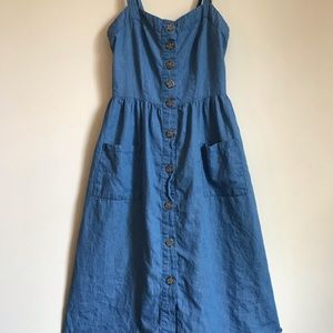 Button down denim dress with pockets size medium